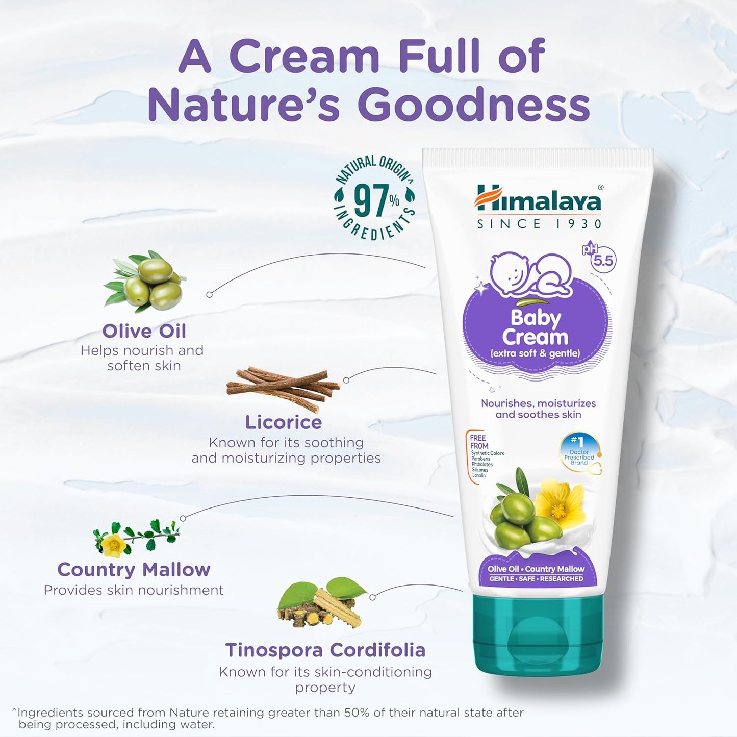 Himalaya Gentle Baby Cream 100ml | No.1 Doctor-Prescribed Brand | Nourishes & Extra Soft Skin | pH 5.5 Formulation | Safe for Newborns