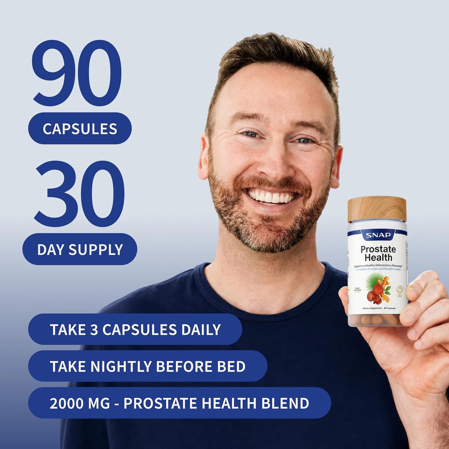 Snap Supplements Prostate Health Supplements for Men, Supports Urinary Tone and Healthy DHT Balance with Saw Palmetto for Men, Stinging Nettle, Beta-Sitosterol, 90 Capsules (30-Day Supply)