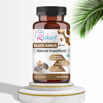 Black Garlic Capsules, Natural Superfood, 60 Veg Capsules, Improves Heart Health, Boosts Immune System