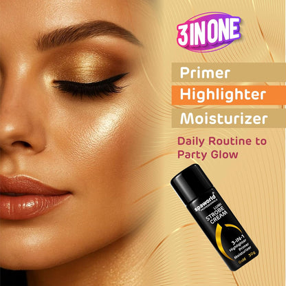 SPAWORLD Strobe Cream For Face Gold (30g) | Superb Radiant Combo | Highlighter + Primer + Moisturizer | Hydrating & Illuminating Makeup Base for Instant Glow (Gold)
