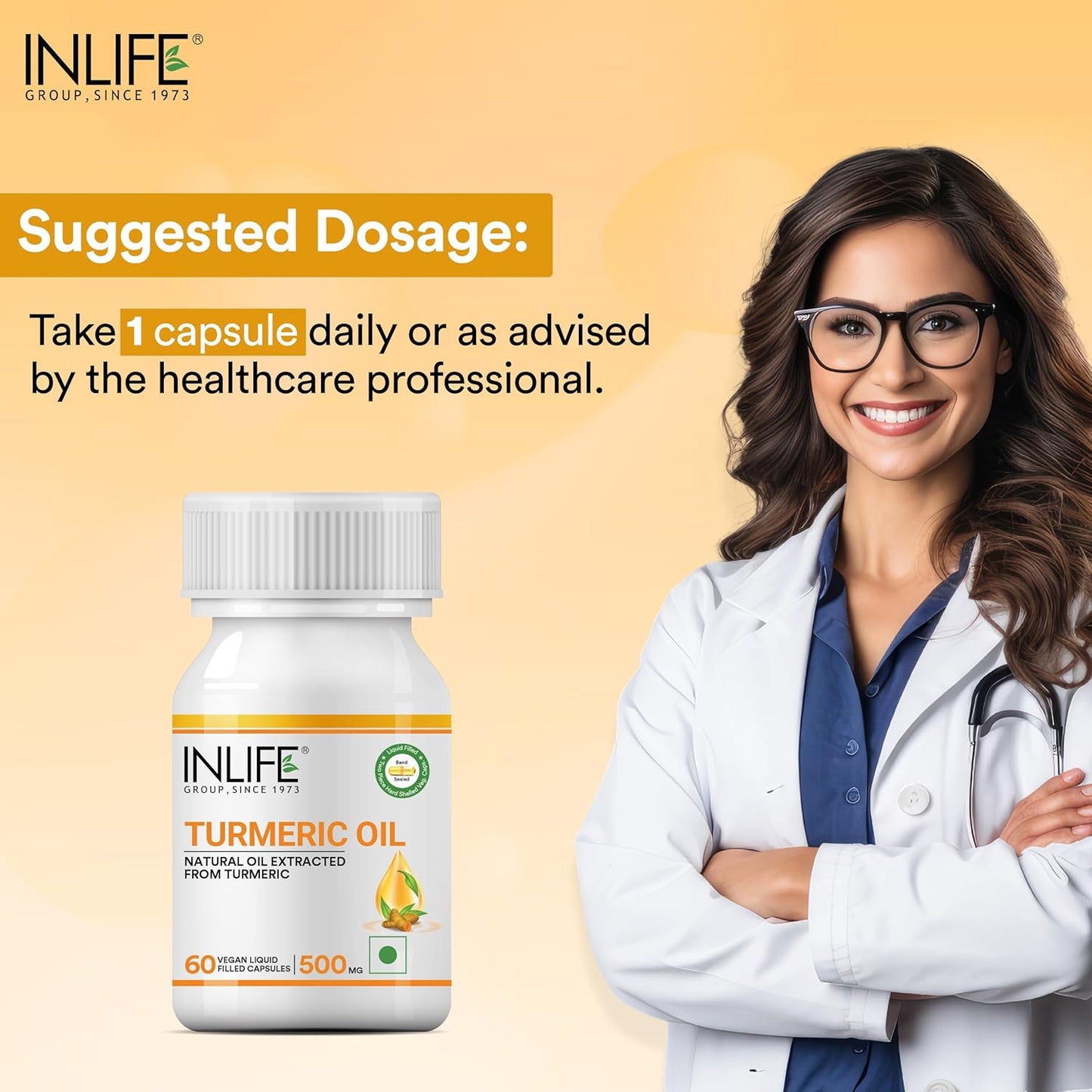INLIFE Turmeric Oil Capsules, Faster Absorption than Extract, Antioxidant & Natural Detoxifier Supplement for Men & Women, 500mg â€“ 60 Liquid Filled Vegetarian Capsules (Pack of 1)