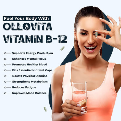 Vitamin B12 Supplement â€“ 1000mcg Plant-Based Veg Capsules for Energy, Metabolism & Nerve Support | Boosts Vitality & Wellness | Supports Red Blood Cells | 60 Capsules