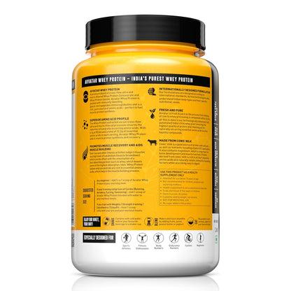 avvatar Whey Protein | 1Kg | Unflavoured | 27g Protein | 29 Servings | Isolate & Concentrate Blend