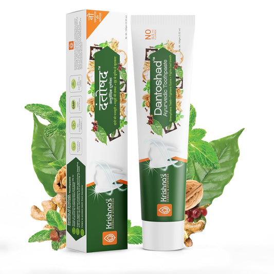 Krishnaâ€™s Dantoshad Ayurvedic Toothpaste With Goodness of 15 Herbs for Strengthens Teeth, Tightens Gum & Maintain Fresh Breath - 100 gm (Pack of 1)