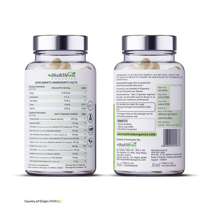 HEALTH VEDA ORGANICS PRIVATE LIMITED Lung Detox With Vitamin C & Grape Seed Extract | 60 Veg Capsules | Supports Healthy Breathing | For Detoxification Of Lungs & Immunity | For Both Men & Women
