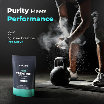 Nutrabay Pure Micronised Creatine Monohydrate Powder 3000 mg/Serving â€“ Pre/Post Workout Supplement for Muscle Gain & Recovery |33 Servings â€“ 100g, Unflavoured | Trustified Certified | 100% Authentic