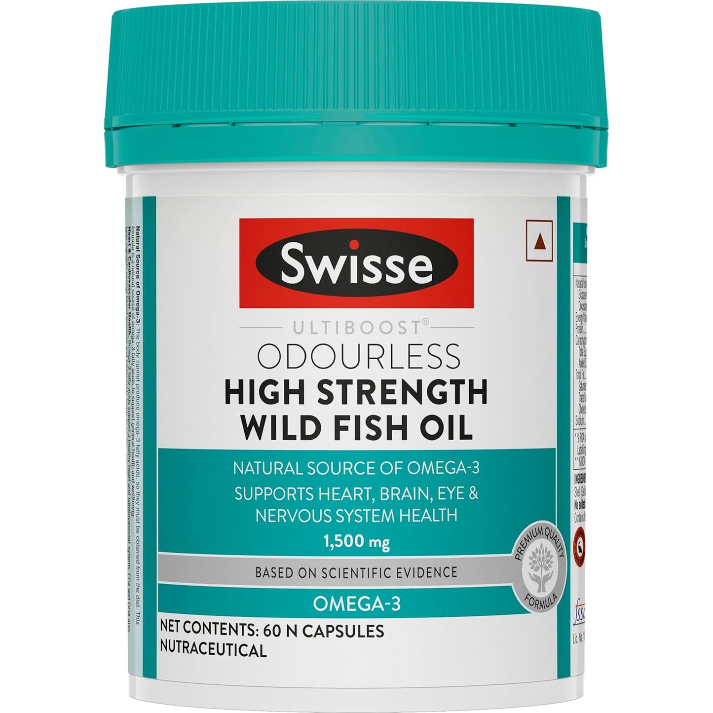Swisse Fish Oil with 1500mg Omega 3 In One Capsule (Only One Capsule Per Serving) Manufactured In Australia, Highest Omega-3 Content In One Capsule - 60 Days Pack