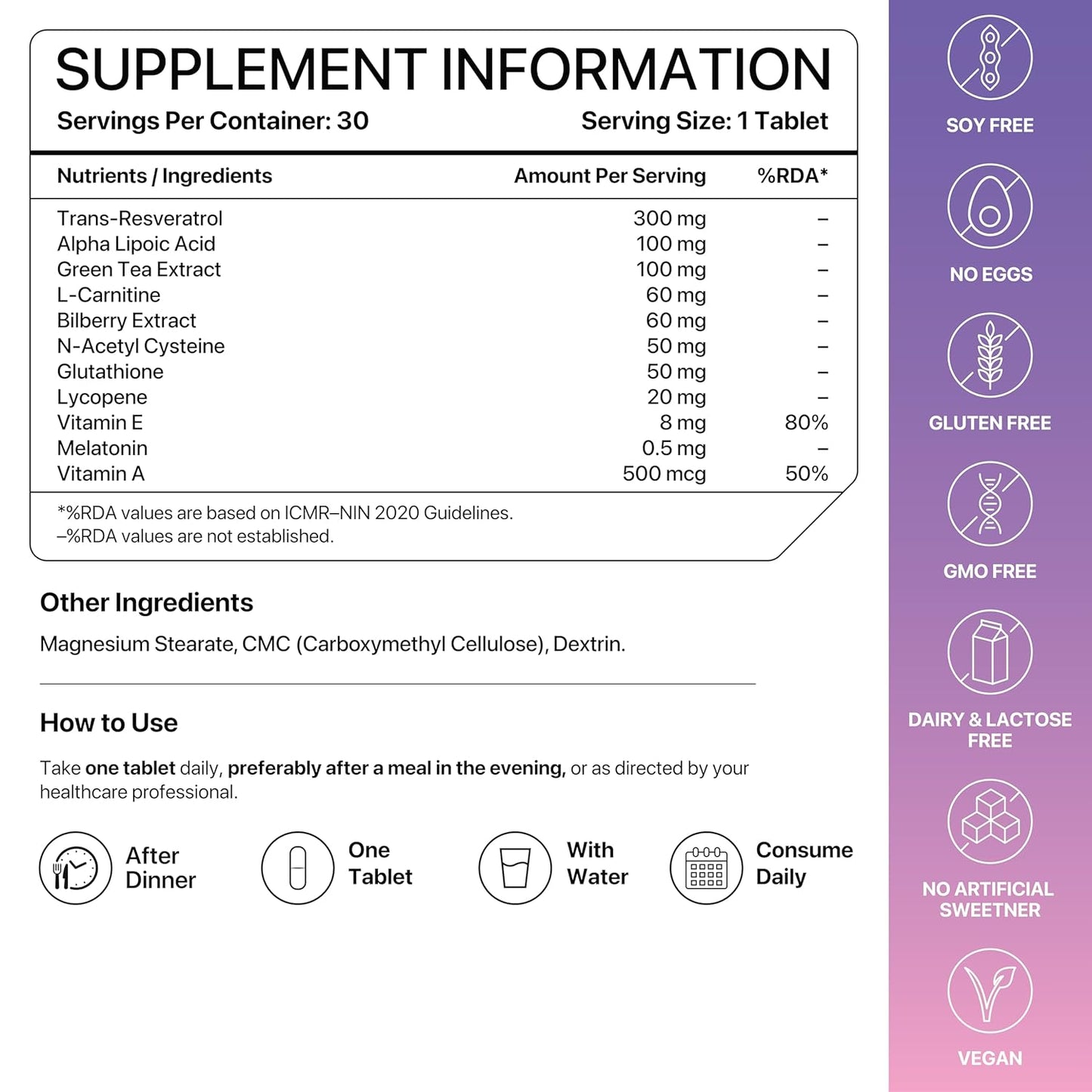 Decode Age Resveratrol Supplement 300 mg | 12-in-1 Antioxidant Supplement with Glutathione, Trans-Resveratrol & NAC for Cellular Repair, Healthy Skin, Hair, Immunity & Heart | GMO Free | Decode Age ResVit