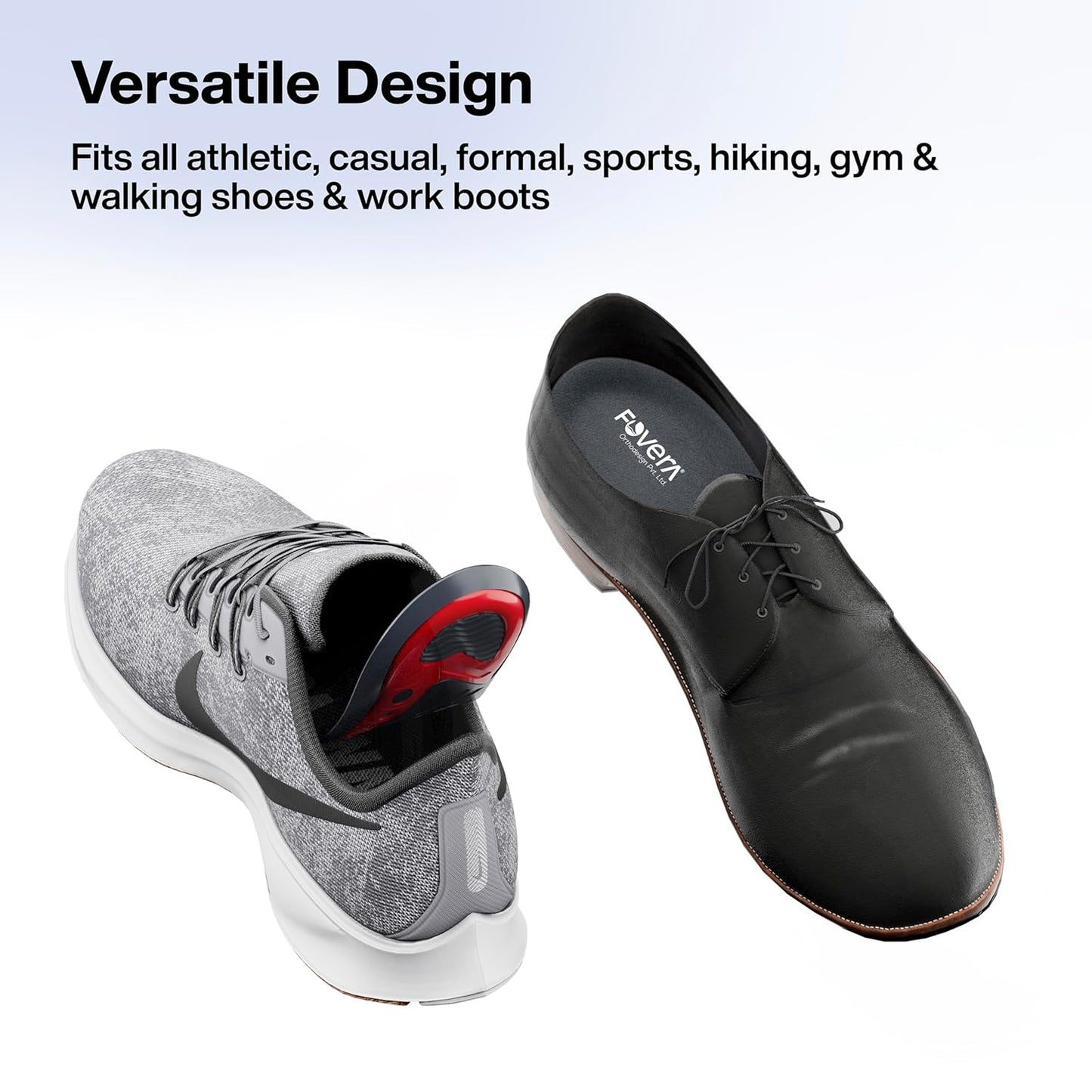 FOVERA Gel Insole for Shoes Men | Dual Gel Technology for All Day Comfort | Trimmable Sole for Walking, Running, Sports, Formal and Safety Shoes (Male, Pack of 1 Pair)