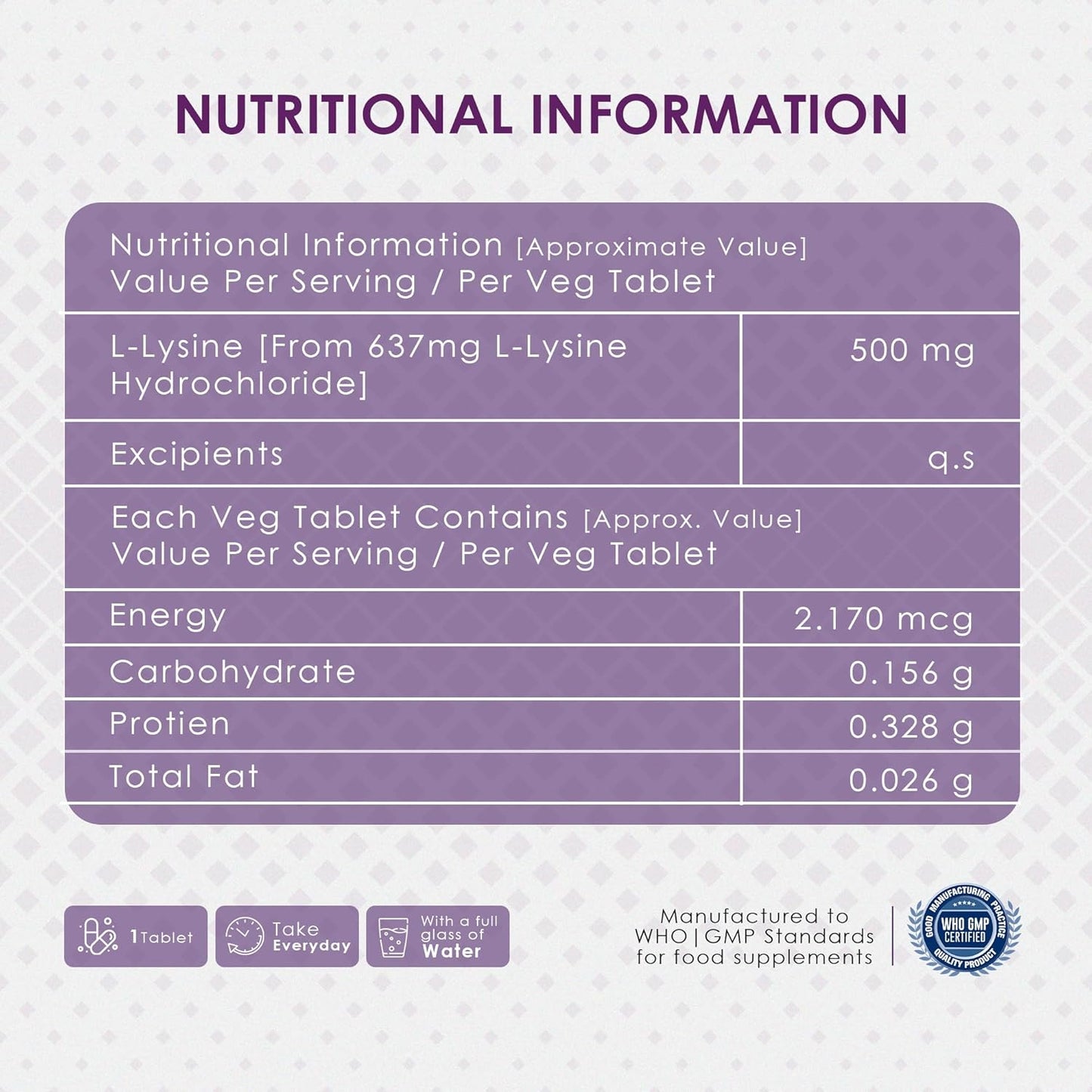 Ambrosial L-lysine | High Strength L-lysine tablets 500mg | Immune Support & Supports Collagen Synthesis | Essential Amino Acids for Active Lifestyle (Pack of 1-120 Tablets)