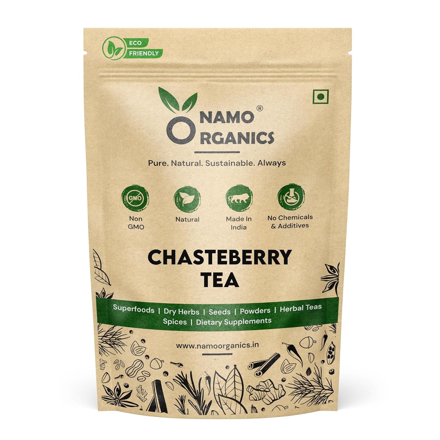 Namo Organics - Chaste Berry tea - 200gm | Vitex Agnus-Castus |Monk's Pepper | Premium Chasteberry Tea Leaves | Herbal Tea for Women health