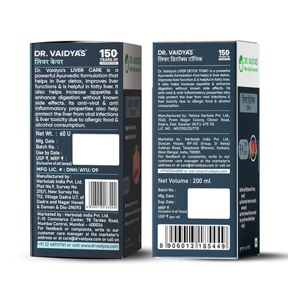 Dr. Vaidyaâ€™s Ayurvedic Liver Care Combo | Manages Fatty Liver, Enhances Detox & Supports Liver Regeneration | With Kutki, Giloy & Bhumyamalaki