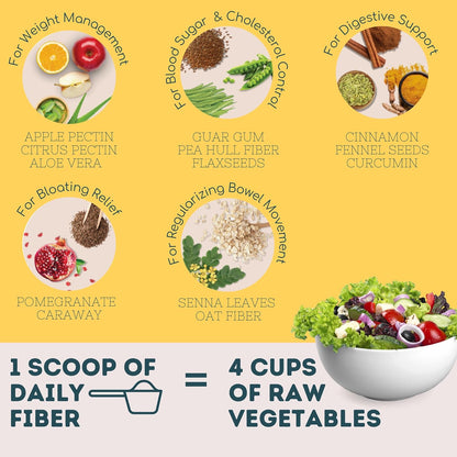 Wellbeing Nutrition Daily Fiber Powder | Weight Management, Manages Sugar Control, Bloating, Constipation & Acidity Relief | Organic Prebiotic Digestive Fiber Supplement | 30 Servings