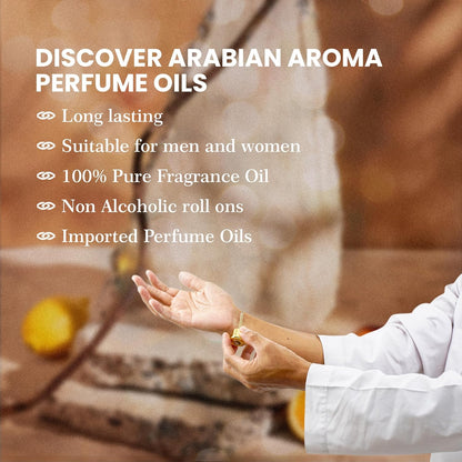Arabian Aroma White Oud Attar | Citrus & Floral Fragrance with Amber & Musk | Long-Lasting Alcohol-Free | Oil-Based Sandalwood Attar | Itra Perfume for Men & Women | 100% Perfume for Men & Women (6ml)