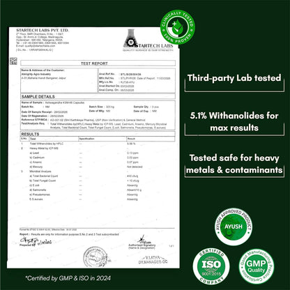 Rasayanam Ashwagandha KSM-66Â® | Clinically Proven 600mg Dosage | 5.1% Withanolides for Max Results | 100% Pure Root Extract | Stress Relief, Energy & Recovery Support | Worldâ€™s Strongest Ashwagandha | 60 Capsules