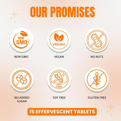 Herbal Max Glutathione Effervescent Tablets â€“ 15N Packed with Vitamin C, Hyaluronic Acid & Biotin to Support Healthy Hair, Skin & Nails for a Natural Glow & Boost Hydration (Pack of 1, Orange)