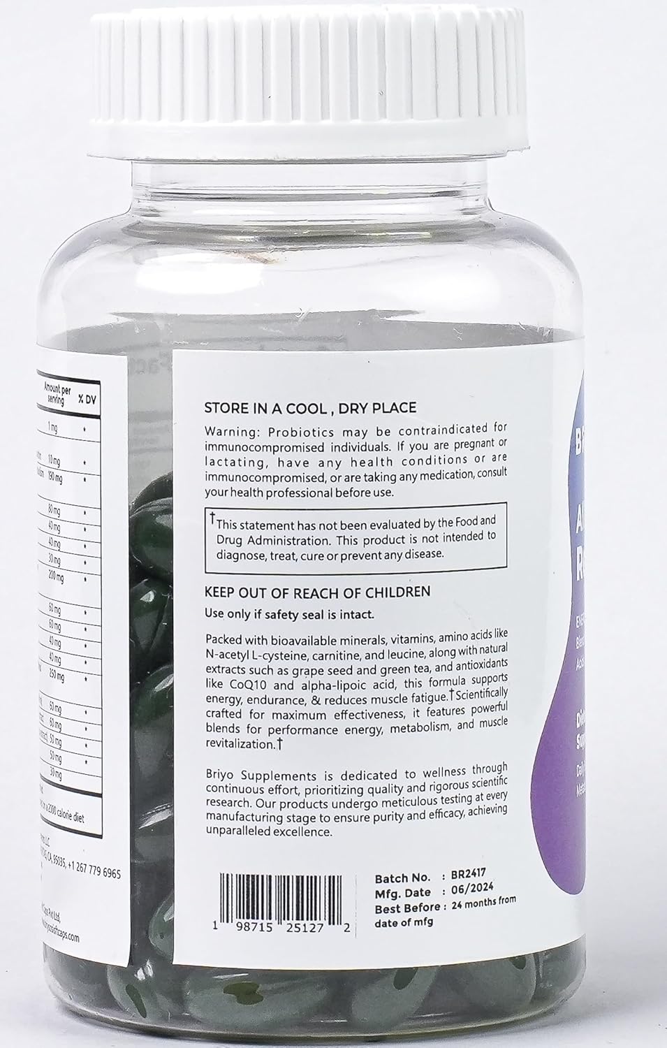 Briyo All Around Revitalize - Energy Boost and Muscle Function Support: Enhances Energy Levels and Metabolism, Vitamins & Minerals, Tea, Grape Seed, Turmeric Root, Amino Acids, and More - 30