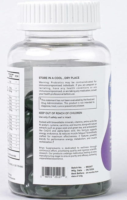 Briyo All Around Revitalize - Energy Boost and Muscle Function Support: Enhances Energy Levels and Metabolism, Vitamins & Minerals, Tea, Grape Seed, Turmeric Root, Amino Acids, and More - 30