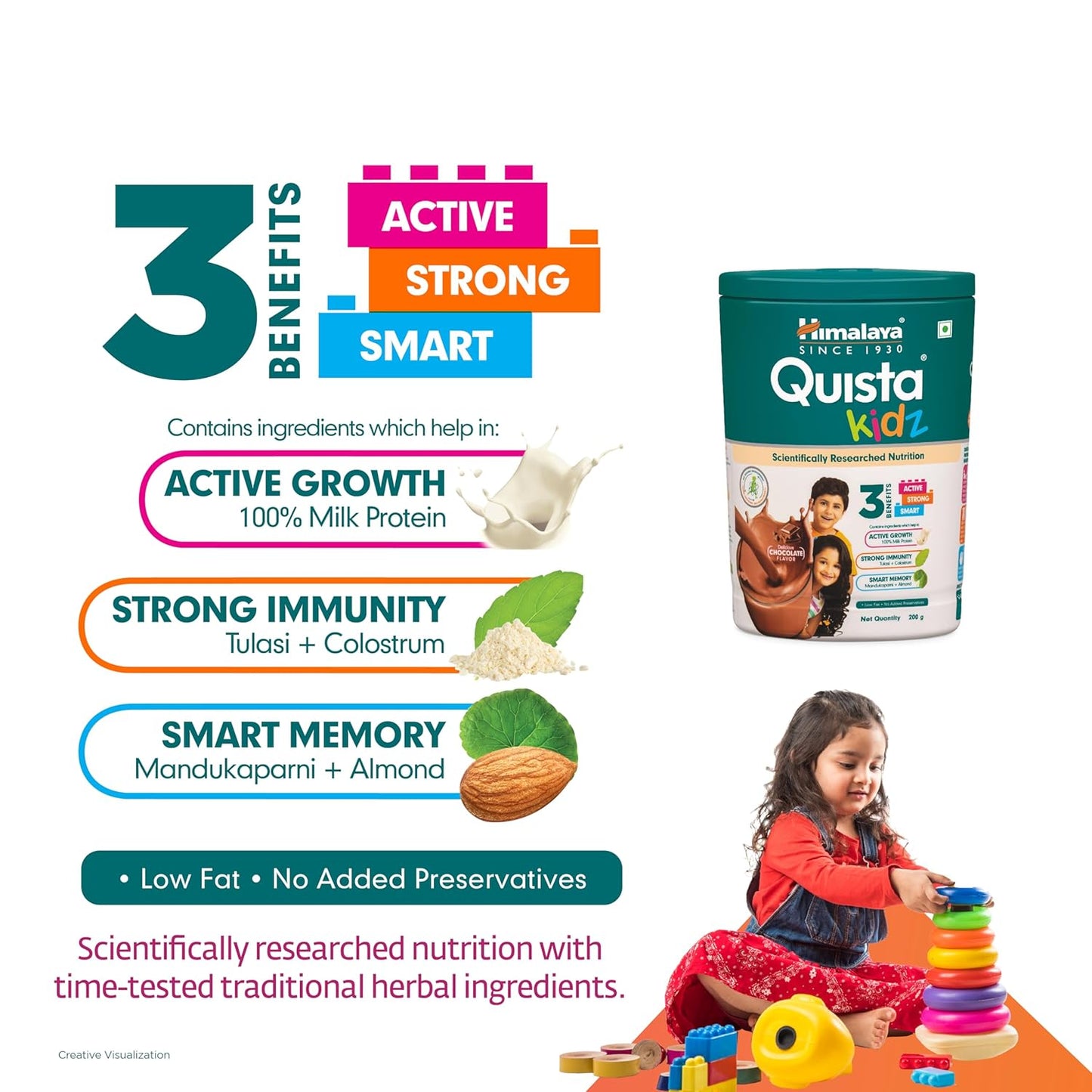 Himalaya Quista kidz | Chocolate Flavor | All-Round NutritionalFormulaFor Growing Children | Scientifically Researched NutritionFor Active, Strong, And Smart kids|200G