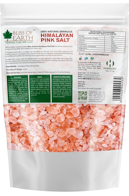 Bliss of Earth 500 gm Granular Pakistani Himalayan Pink Salt Non Iodized for weight loss & Healthy Cooking, Natural Substitute of White Salt