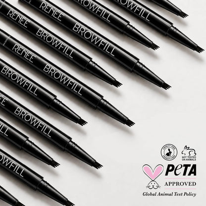 RENEE Browfill Eyebrow Pen - Brown | Waterproof & Smudge-Proof | One Swipe Application | Micro Precision | Natural & Long-Lasting Finish | For Denser & Fuller Eyebrows | Easy to Use | Cruelty-Free