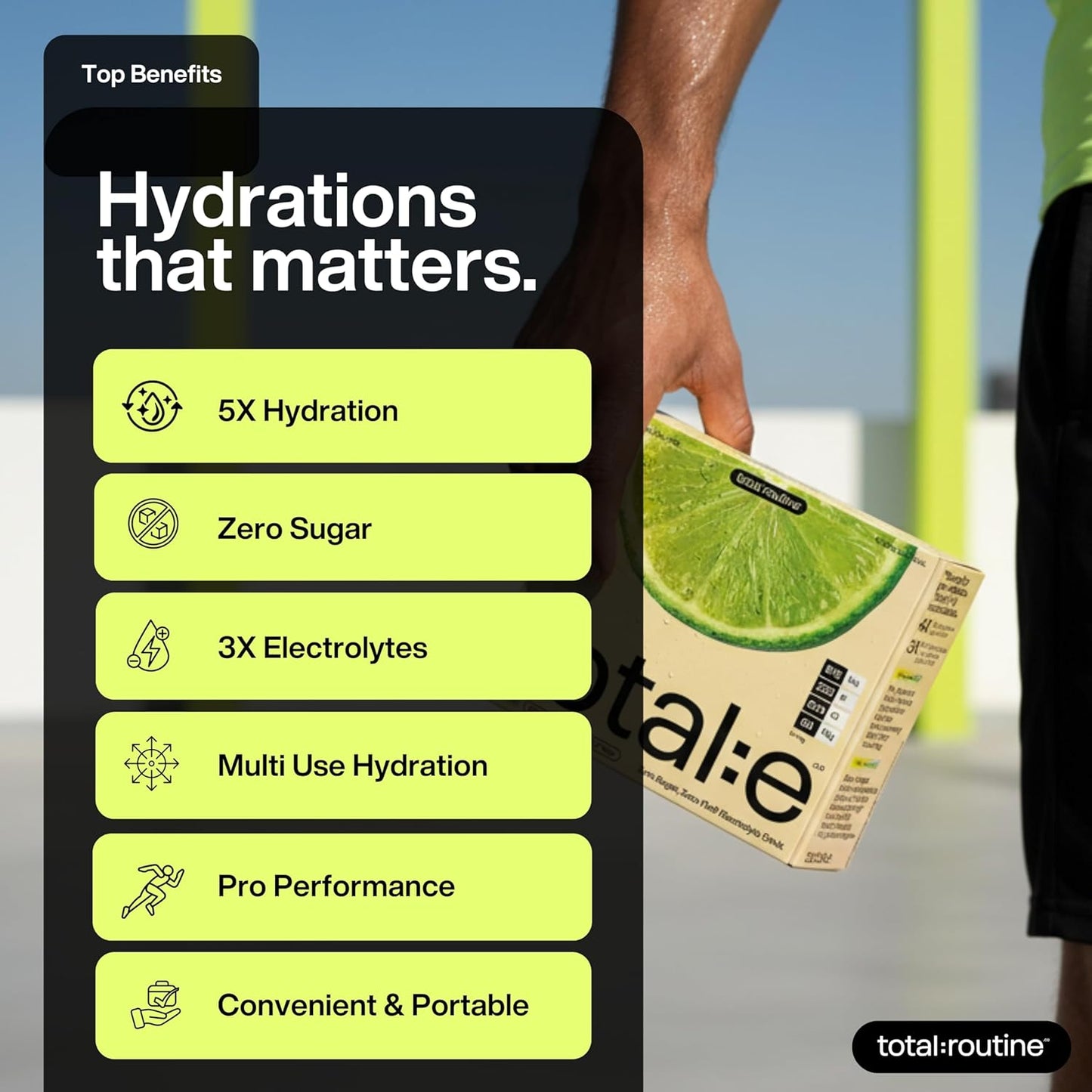 Total E Electrolyte Drink Mix | Zero Sugar Hydration Powder | Keto & Diabetic Friendly Vegan Electrolyte | Post workout Post Hangover Heat Summer Clean Label, Low Carb Sports Drink Alternative - 15 sachets