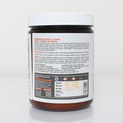 L-Arginine | Pharmaceutical Grade L-Arginine | Improves Exercise Performance | Supports Protein Synthesis | Fuels Muscle Cells | Nitric Oxide Precursor | (Blood Orange) (150 grams)