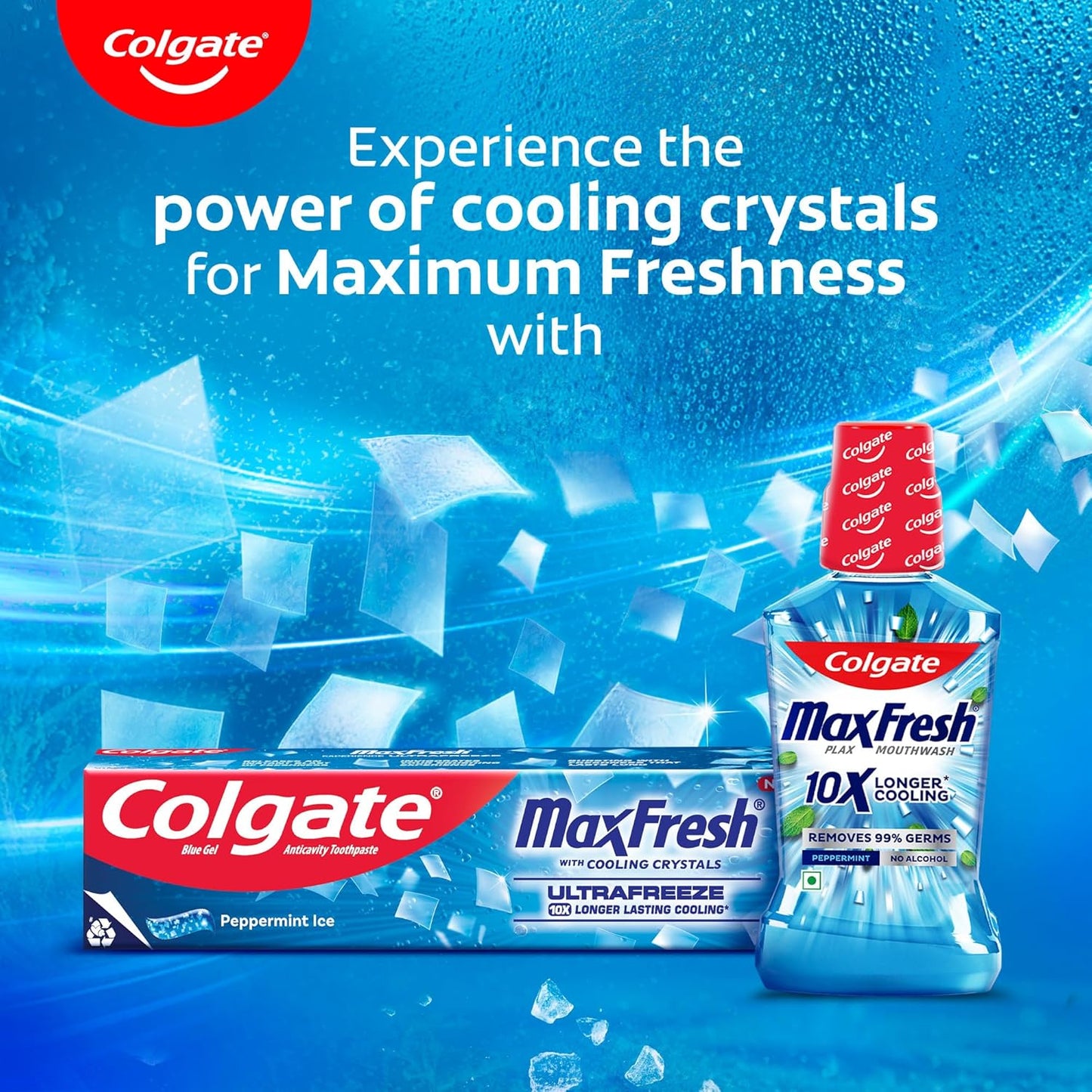 Colgate MaxFresh Toothpaste, Blue Gel Paste with Menthol for Super Fresh Breath, 600g, 150g X 4 (Peppermint Ice, Combo Pack)