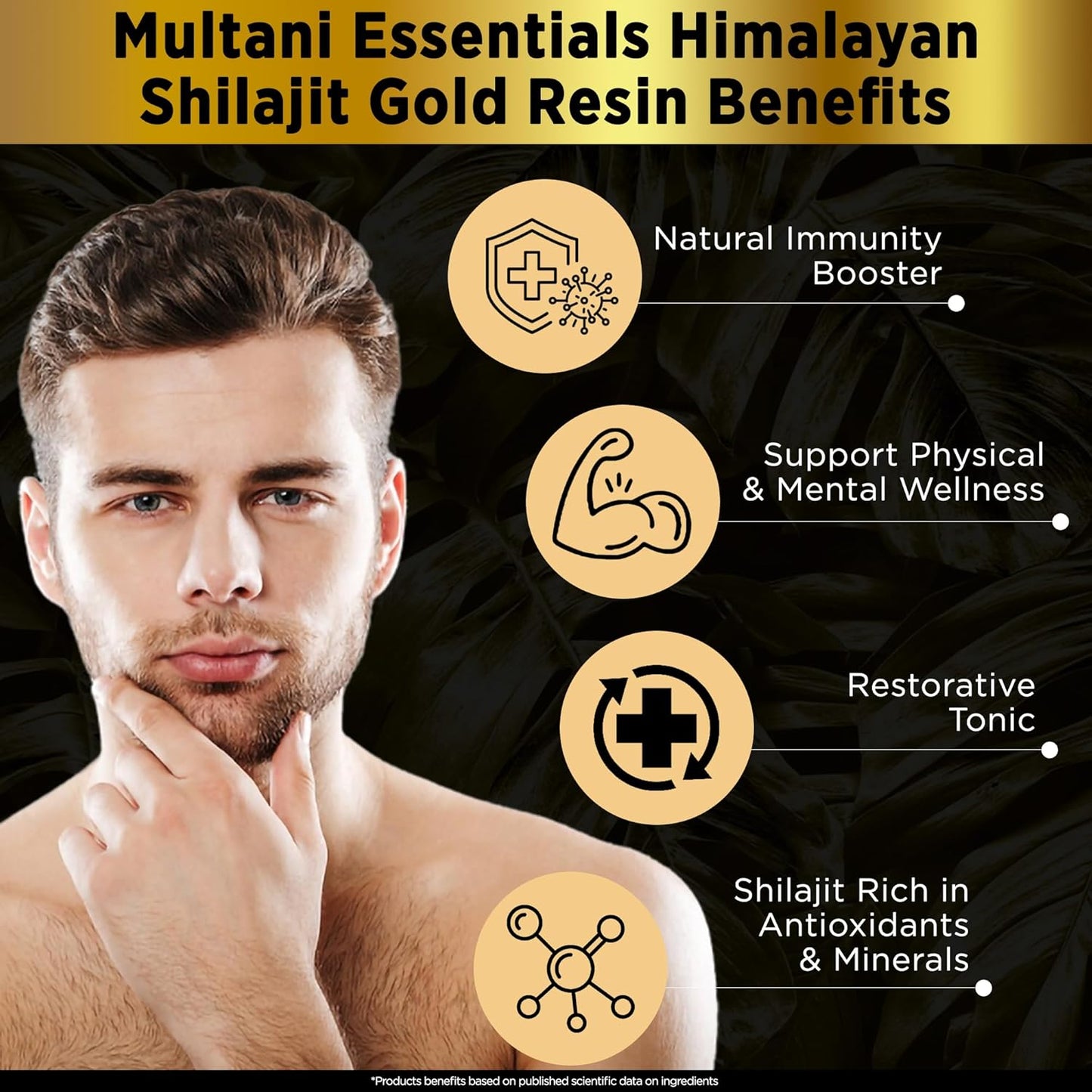 Multani Essentials Himalayan Shilajit Gold Resin 20gm with Ashwagandha, Safed Musli & Gold Extract | Stamina, Energy, and Power | Supports Rejuvenation | More Than 70% Fulvic Acid