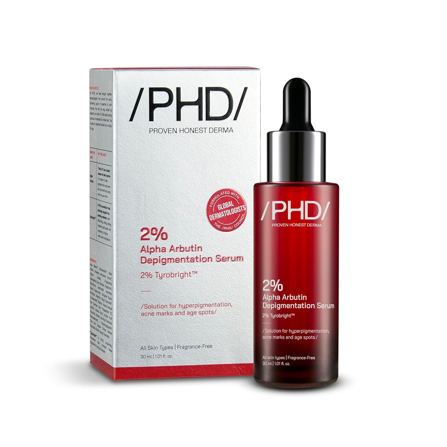 Proven Honest Derma /PHD/ 2% Alpha Arbutin Depigmentation Serum | Alpha Arbutin for Pigmentation & Dark Spot | Pigmentation serum for Women & Men | Tyrobrightâ„¢, Niacinamide | Tan removal | Fragrance-Free | 30ml