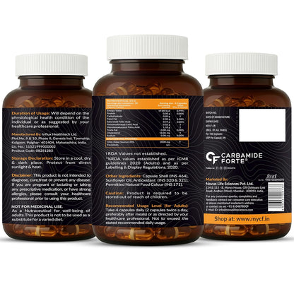 Carbamide Forte Veg Omega 3 2000mg | Plant- Based Omega 3 Supplement with 20% Algal DHA | Supports Heart, Brain & Eye Health - 120 Capsules