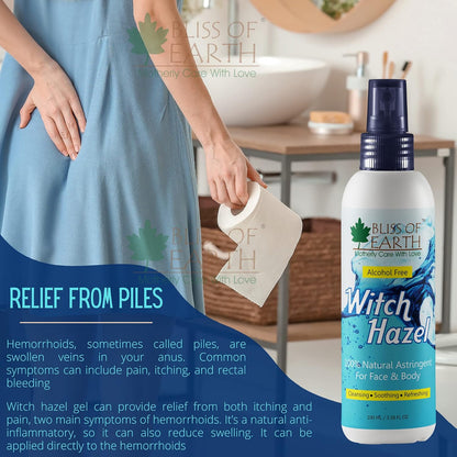 Bliss of Earth Witch Hazel Toner For Face, Acne & Oily Skin, Natural Pore Minimizer, Alcohol Free Facial Astringent, 100ml