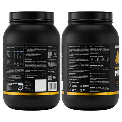 NUTRABAY Gold 100% Pea Protein Powder - 1kg, French Vanilla | 25g Protein, 4.6g BCAA, 5g Fiber | Complete Amino Profile | Tastiest & Smoothest Vegan, Plant Protein | Muscle Gain & Fast Recovery