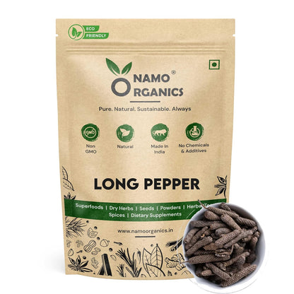 Namo Organics - 75g - Organic Whole Long Pepper - Pipli | Pipal | Pippali - Jumbo Size Harvest