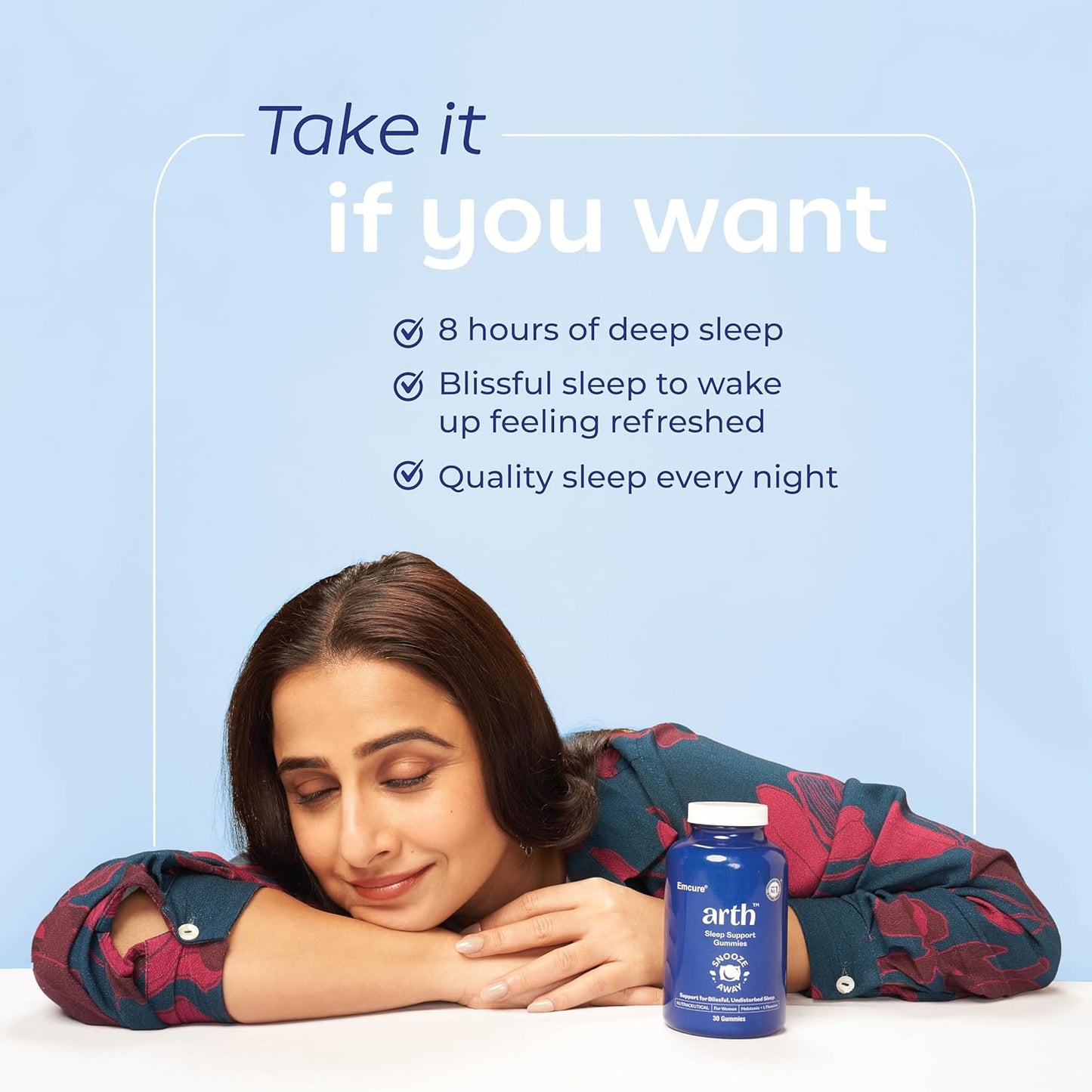 Arth Sleep Support Gummies|Promotes deep relaxation, Improves sleep quality, Helps with Insomnia|Melatonin 5mg, L-Theanine | Emcure Pharmaceuticals Ltd. | 30 Gummies