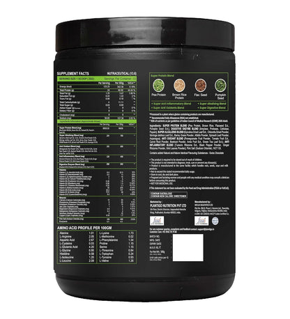 Plantigo Clean Protein Powder Men & Women | 24g Plant Protein, 4.4g BCAA, 2g Leucine, 4g Fiber | No Sugar, No Dairy, No Preservatives | 4x Fast Digest, Stress & Muscle Recovery | Swiss Chocolate 500g