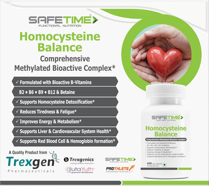 HOMOCYSTEINE BALANCE Betaine (TMG - Trimethylglycine), Bioactive Methylated B-Vitamins B6, B9, B12 with B2 (60 Veg. Capsules) (Pack of 1)