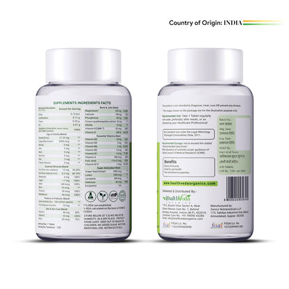 Health Veda Organics Multivitamin With Probiotics - 45 Ingredients Supplement For Men And Women | Vitamin C, D, E, B3, B5, B12, Zinc, Magnesium, Giloy & Biotin | Essential Vitamins & Minerals Blend - 120 Veg Tablets