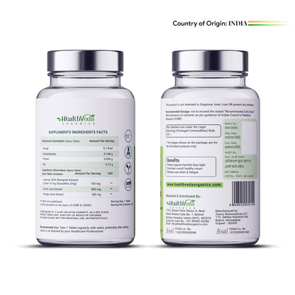 HEALTH VEDA ORGANICS PRIVATE LIMITED Plant Based Eye Care with Lutemax 2020 I 60 Veg Tablets I Protects from Blue Light & Improves Vision I For both for Men & Women