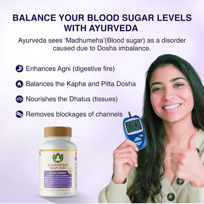 Maharishi Ayurveda Glucomap For Diabetes Management With Jamun,Karela,Neem,Arjuna Help Control Blood Sugar Levels Natural Glucose Regulator Helps In Blood Sugar Metabolism 60 Tablets