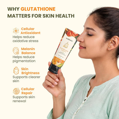Wellwith by Ayuzera Glutathione Face Wash, Vitamin C & E, Kojic Acid Aloe Vera, Glowing Skin, Oil Control, Cleansing Face Wash Skin Rejuvanating (100ml, Pack of 1)