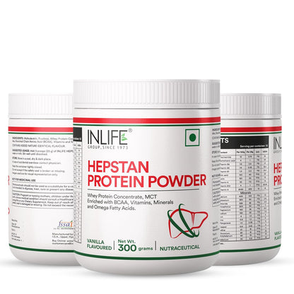 INLIFE Hepstan Liver Care Supplement | Whey Protein Powder with Vitamins Minerals & BCAAs | Nutraceutical for Men and Women â€“ 300g (Vanilla)