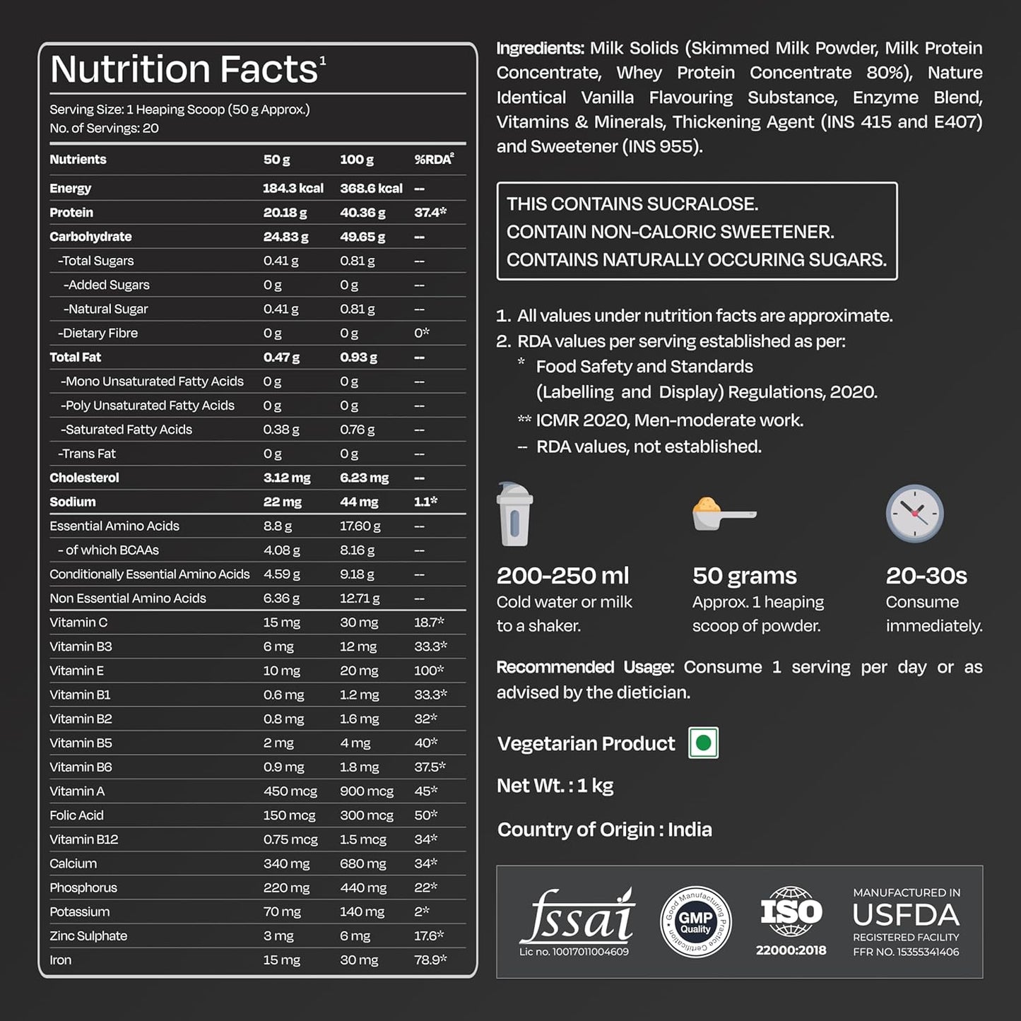 Nutrabay Gold Vital Whey Protein Powder for Beginners with Added Vitamins & Minerals â€“ Muscle Growth & Body Strength â€“ 1kg, Gourmet Vanilla | Easy to Digest | 100% Authentic Imported Clean Protein