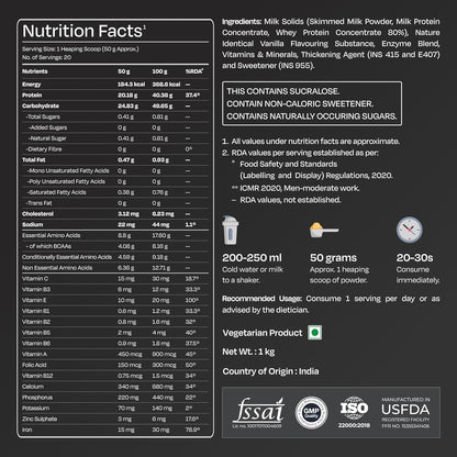 Nutrabay Gold Vital Whey Protein Powder for Beginners with Added Vitamins & Minerals â€“ Muscle Growth & Body Strength â€“ 1kg, Gourmet Vanilla | Easy to Digest | 100% Authentic Imported Clean Protein