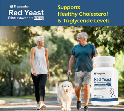 Trexgenics RED YEAST RICE extract 600 mg Cholesterol, Triglycerides Support (60 Veg Capsules) (Pack of 1)