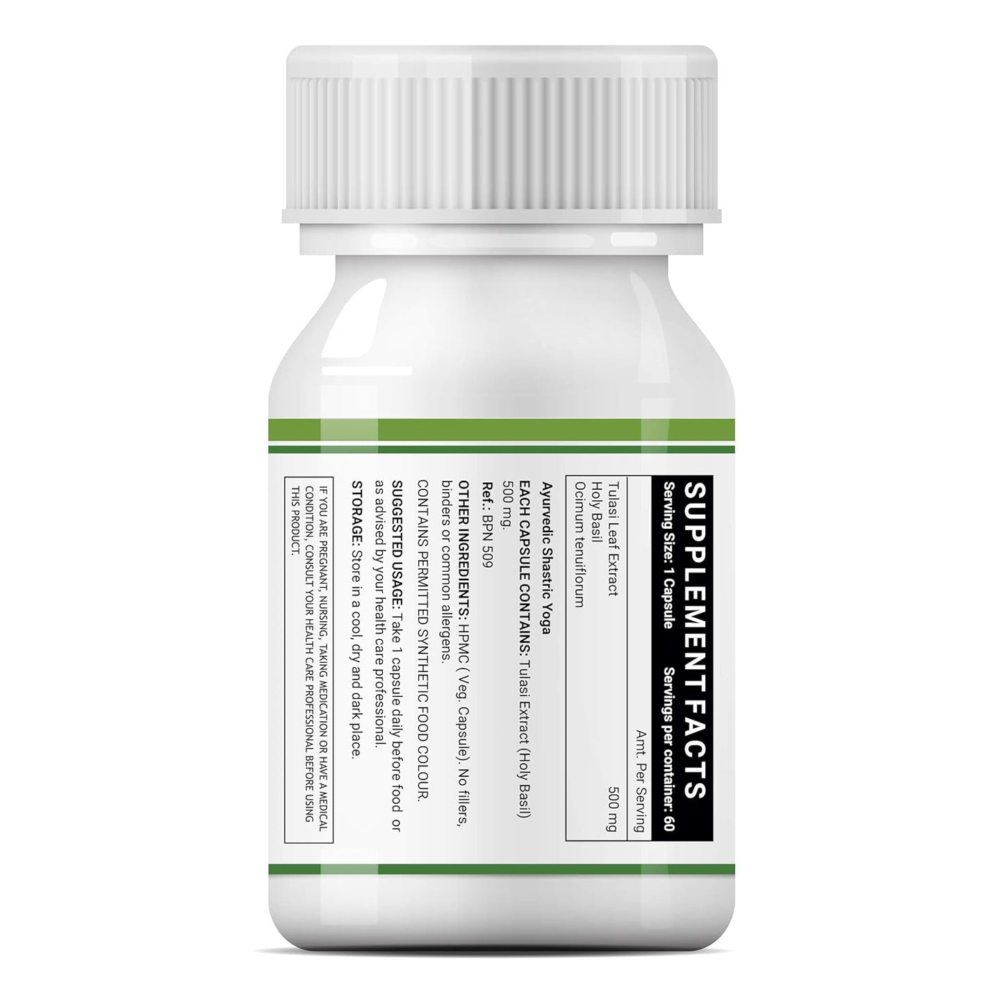 INLIFE Tulsi (Tulasi) Extract Capsules | Holy Basil | Pure Herbal Supplement | Natural Respiratory Wellness, 500mg â€“ 60 Vegetarian Capsules (Pack of 1, 60)