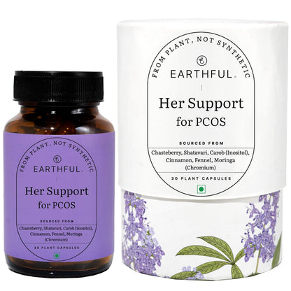 Earthful PCOS Balance Capsules | 100% Plant Based | Hormonal Support with Shatavari & Cinnamon | Inositol, Chasteberry To Regulate Cycles, Fight Acne Naturally & Balance PCOS | 30 Capsules