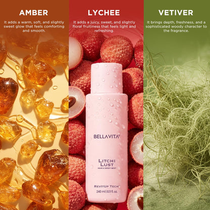 Bellavita Litchi Lust | 2 in 1 Hair and Body Mist | 240ml | Long Lasting Premium Body Mist for Woman, Girl | Water based formulation