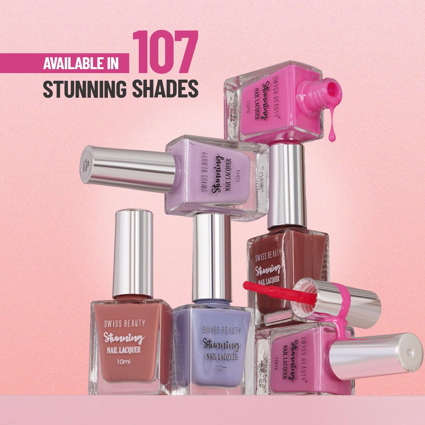 Swiss Beauty Stunning Nail Lacquer | Chip Resistant, Quick drying nail paint | Highly Pigmented with high shine Nail polish | Shade - Crimson Red, 12gm