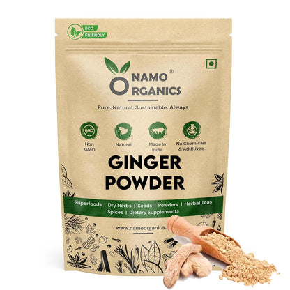 Namo Organics - Ginger Dried Root Powder - 300g | Zingiber officinale | NON-GMO | No Added Preservatives | Sukku Podi | Dry Sonth/Adrak Powder for Cooking and Health